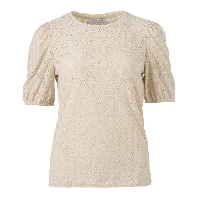 Enjoy Top pofmouw crochet Beige